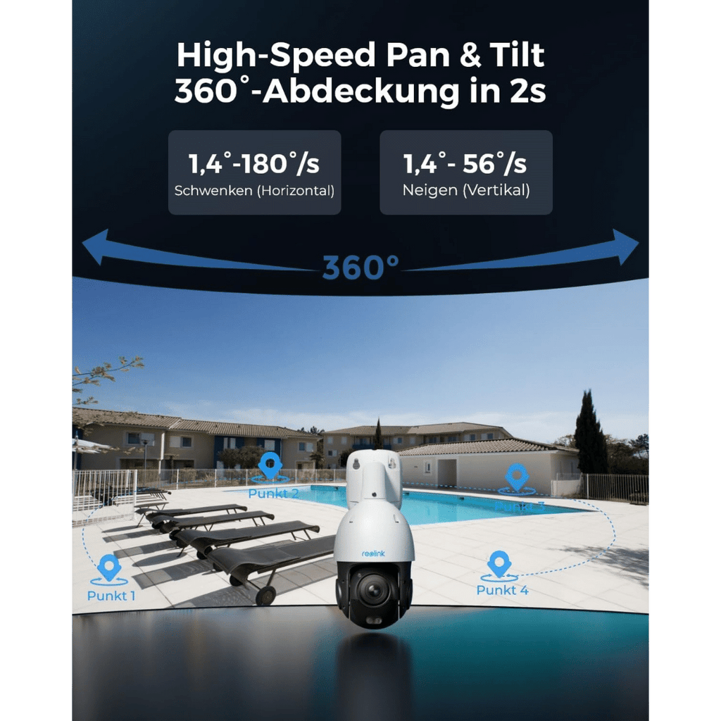 ReoLink RLC-823S1 4K 360° Auto-Tracking PoE-Kamera mit 5X optischem Zoom