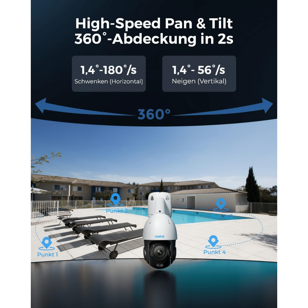 ReoLink RLC-823S1 4K 360° Auto-Tracking PoE-Kamera mit 5X optischem Zoom
