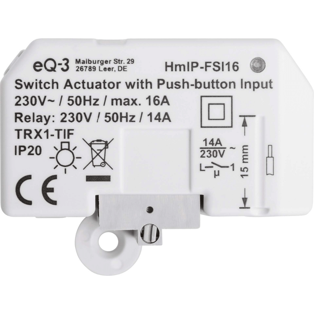 Homematic IP Schaltaktor mit Tastereingang (16 A) – Unterputz HmIP-FSI16